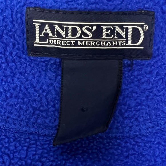 Men’s Large L Women’s Extra Large Lands’ End Blue Fleece Jacket Full Zip Pockets - Picture 10 of 15